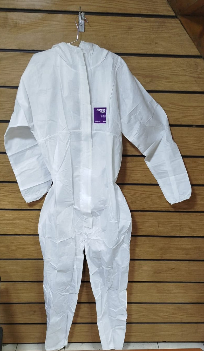 أفرول ورقي أنسل ألفاتك 1500 أبيض | DisposableCoverall-Ansell-AlphaTec1500-White