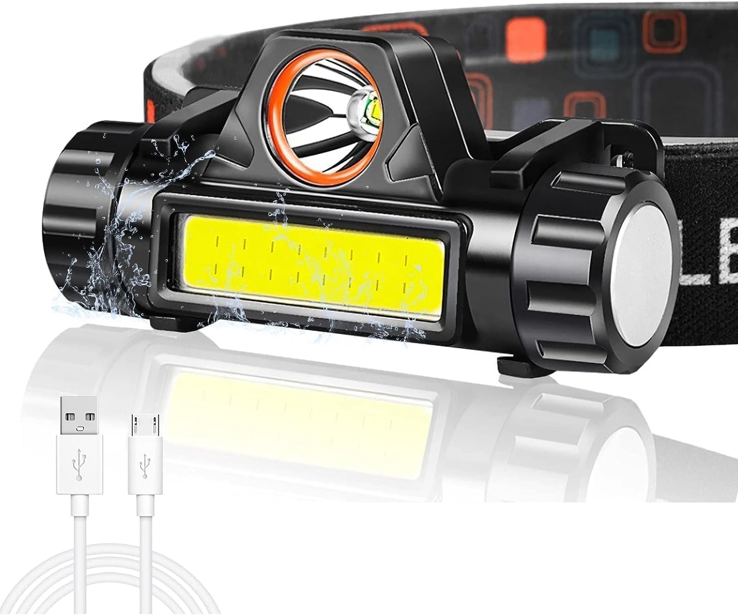 Rechargeable LED Headlamp Model 101 COB + Spotlight Magnetic Waterproof IP67 | كشاف رأس شحن موديل 101