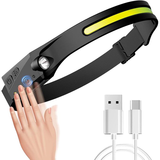 HeadLamp-YT200 كشاف رأس -  قابل للشحن LED USB بمستشعر حركة و5 أوضاع إضاءة – مناسب للتخييم والجري والعمل الليلي