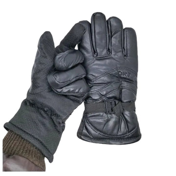 Insulated Leather Winter Safety Gloves | Full Finger Cold Weather Work Gloves Black