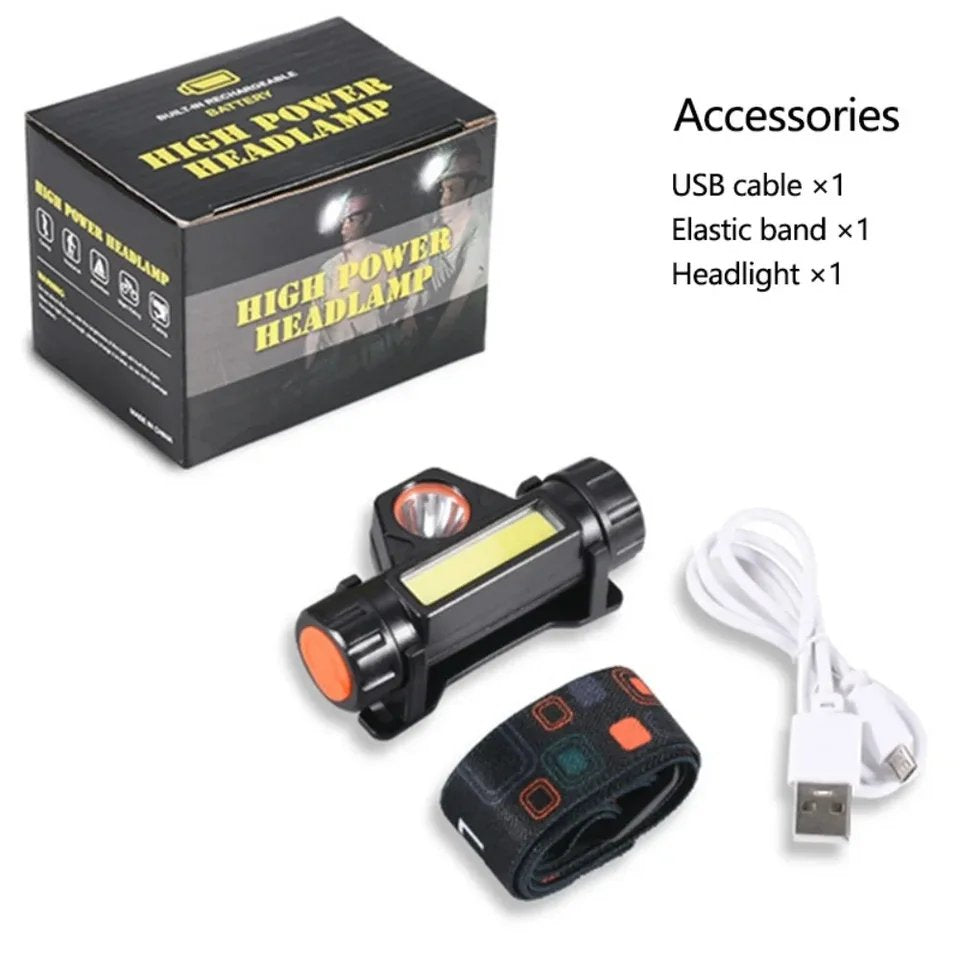 Rechargeable LED Headlamp Model 101 COB + Spotlight Magnetic Waterproof IP67 | كشاف رأس شحن موديل 101