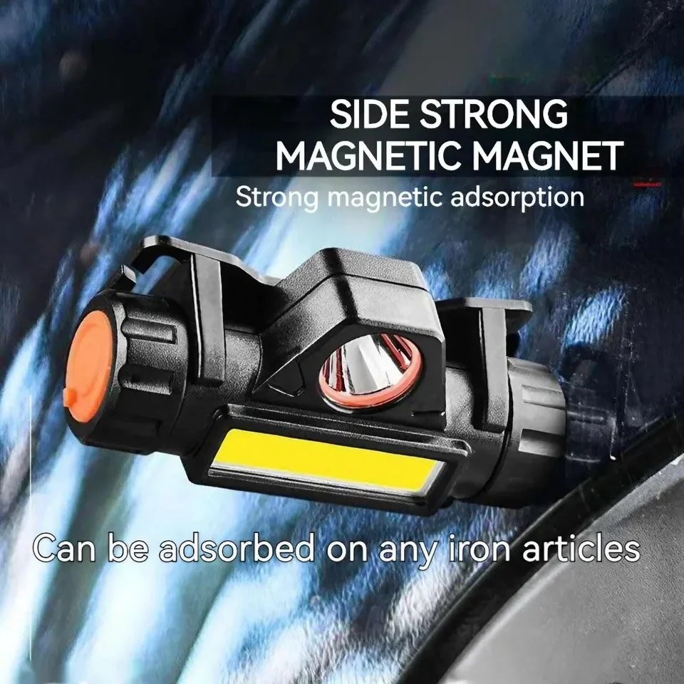 Rechargeable LED Headlamp Model 101 COB + Spotlight Magnetic Waterproof IP67 | كشاف رأس شحن موديل 101