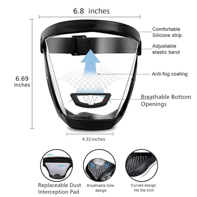 واقي وجه كامل بفلتر PM2.5 قابل للاستبدال | Full Face Protective Shield with PM2.5 Filter