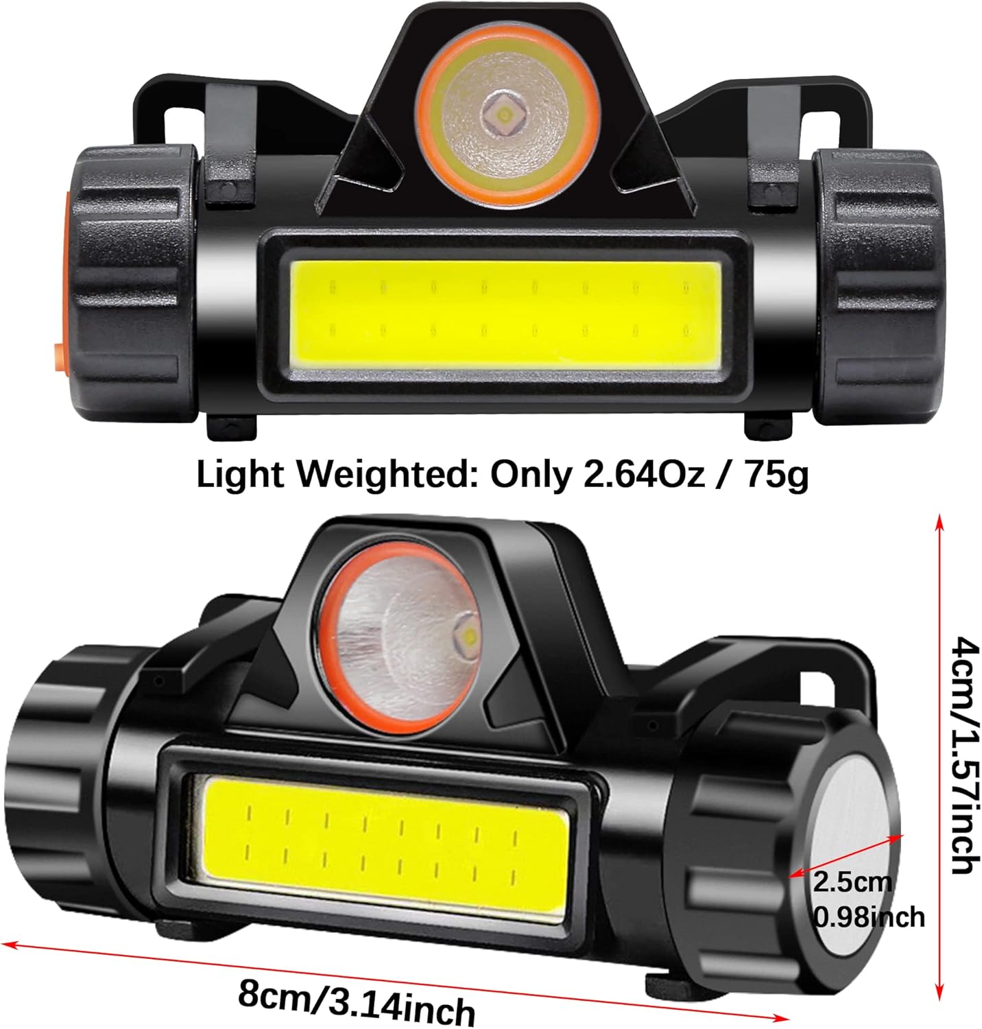 Rechargeable LED Headlamp Model 101 COB + Spotlight Magnetic Waterproof IP67 | كشاف رأس شحن موديل 101