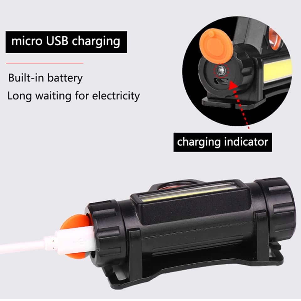 Rechargeable LED Headlamp Model 101 COB + Spotlight Magnetic Waterproof IP67 | كشاف رأس شحن موديل 101