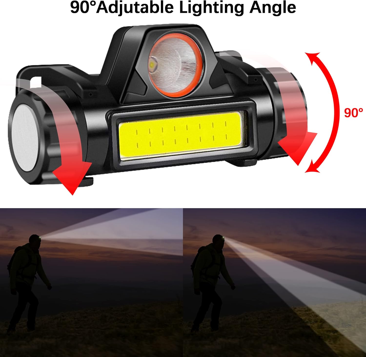 Rechargeable LED Headlamp Model 101 COB + Spotlight Magnetic Waterproof IP67 | كشاف رأس شحن موديل 101
