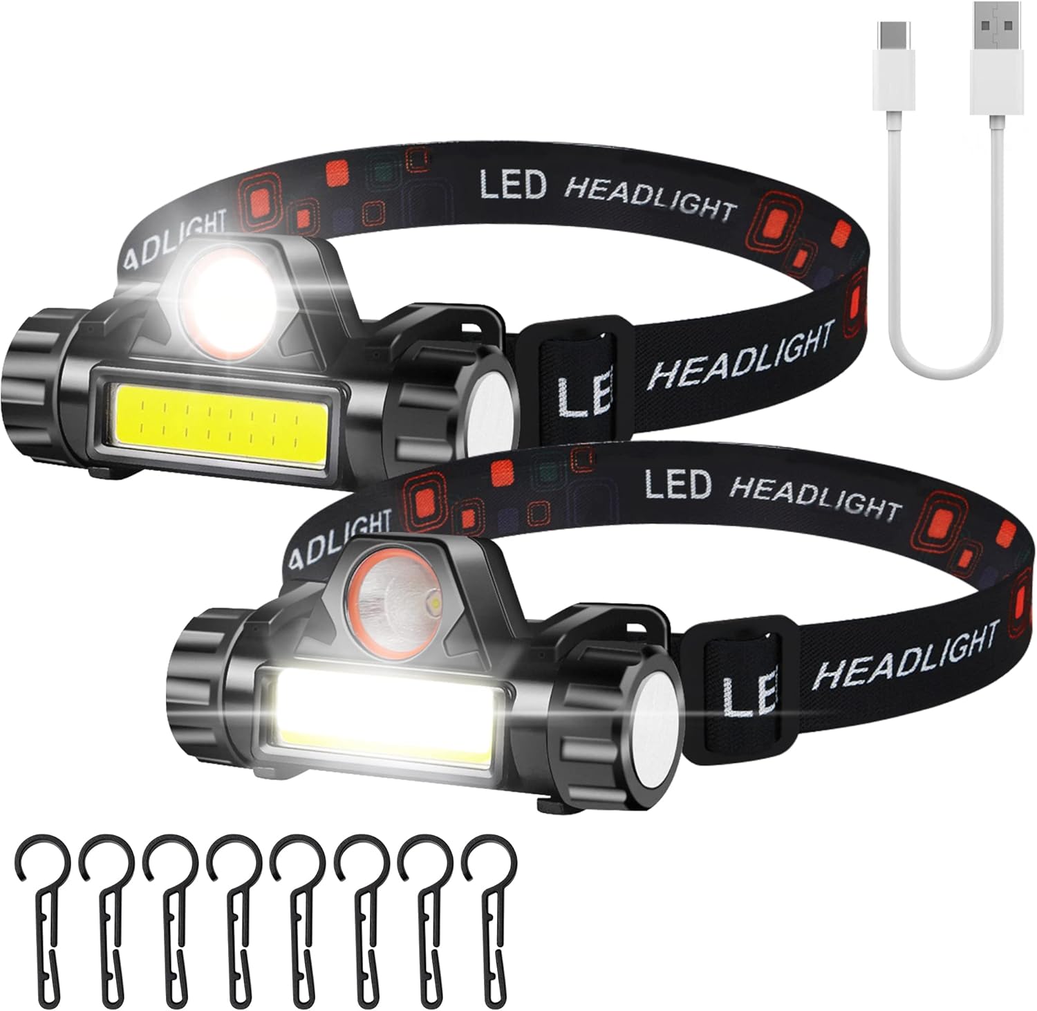 Rechargeable LED Headlamp Model 101 COB + Spotlight Magnetic Waterproof IP67 | كشاف رأس شحن موديل 101