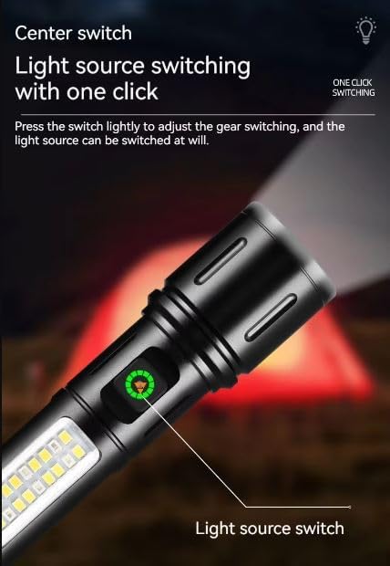 #625 Rechargeable Aluminum Alloy LED + COB Flashlight