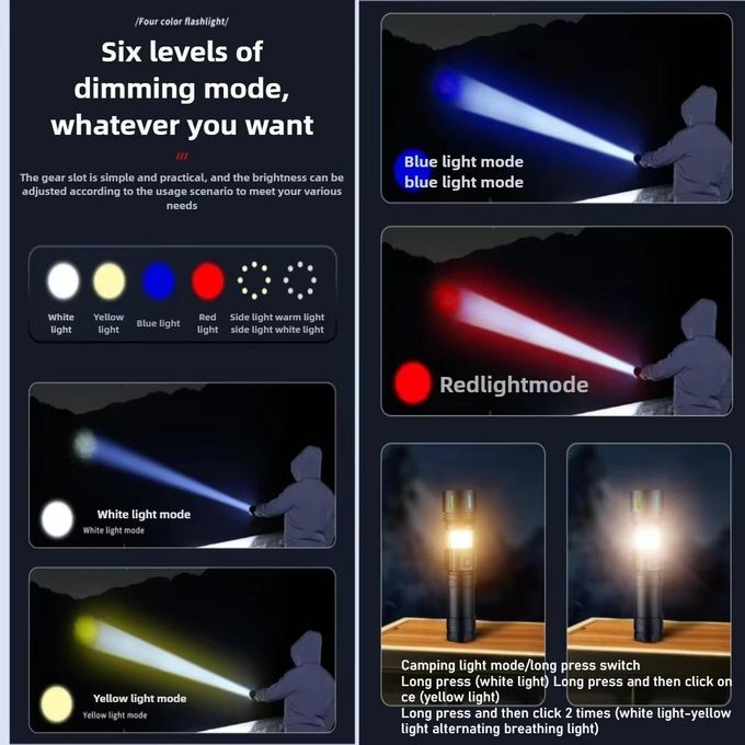 Long Range Rechargeable Laser Led - Multifunctional Flashlight