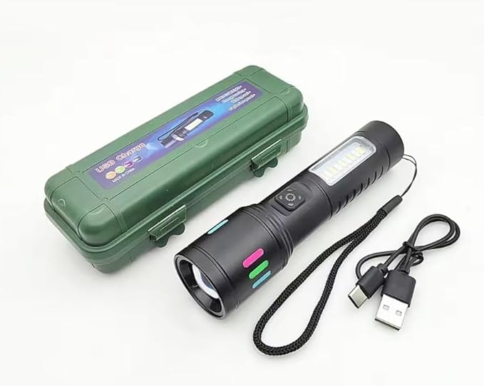 #625 Rechargeable Aluminum Alloy LED + COB Flashlight