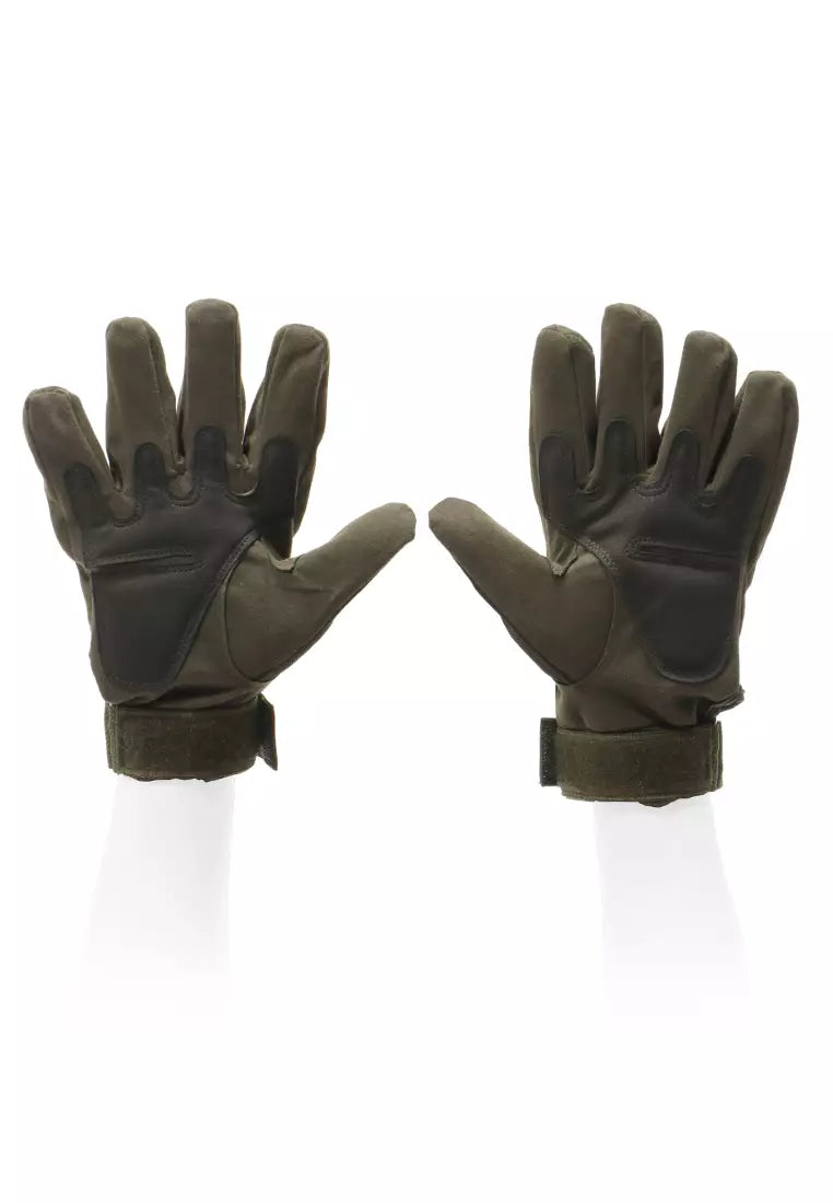 Olive Green Tactical Gloves - Full Finger with Knuckle Protection