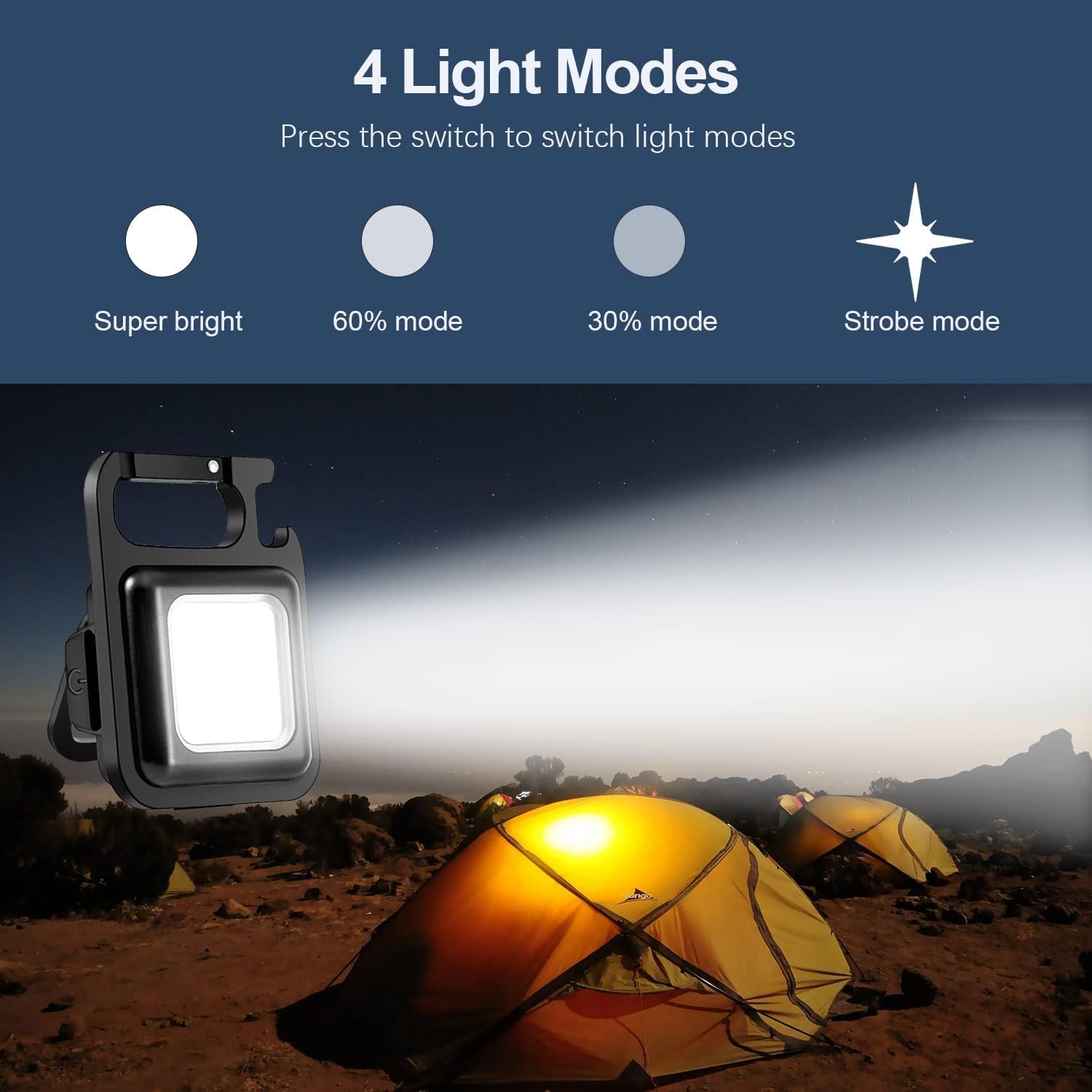 Mini COB USB Rechargeable Keychain Light
