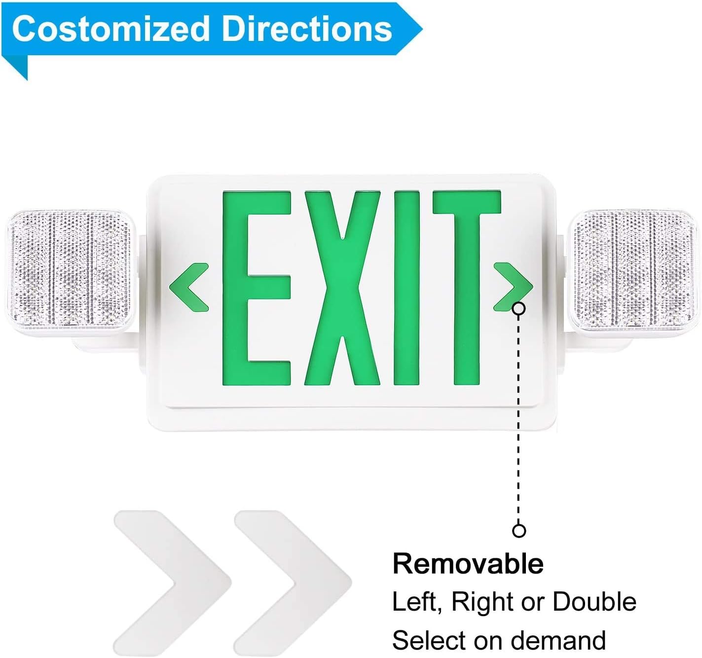 Emergency Exit LED Light | Rechargeable Battery Backup | Dual Head Safety Light