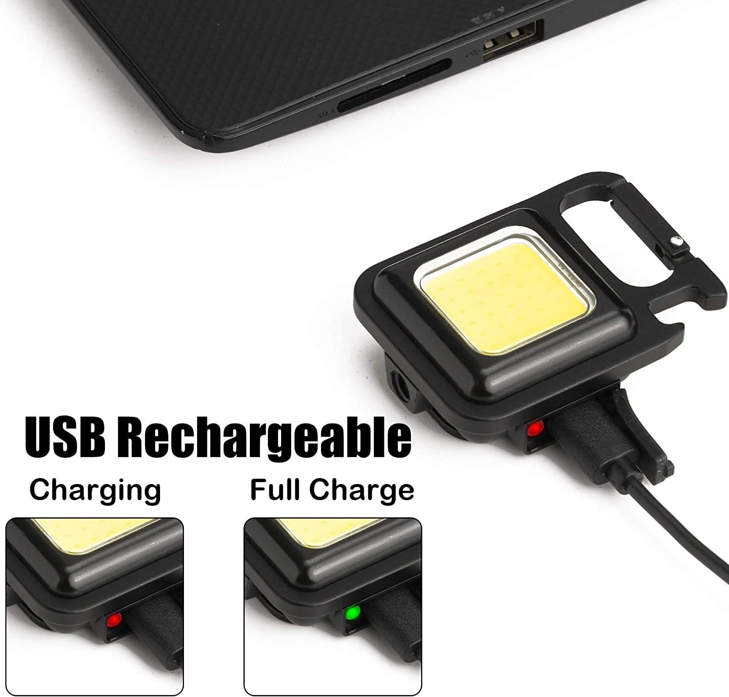 Mini COB USB Rechargeable Keychain Light