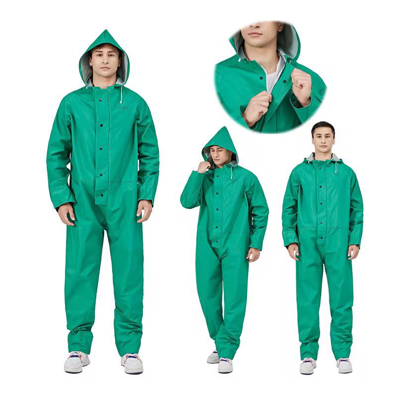PVC Waterproof Rain Coverall Suit with Hood | بدلة مطر مقاومة للمياه PVC بغطاء رأس