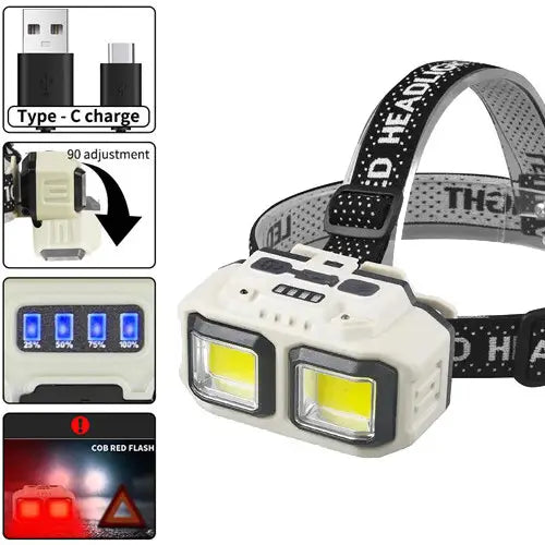HX-816S Rechargeable LED Headlamp with Motion Sensor | كشاف رأس ليد قابل للشحن بحساس حركة HX-816S
