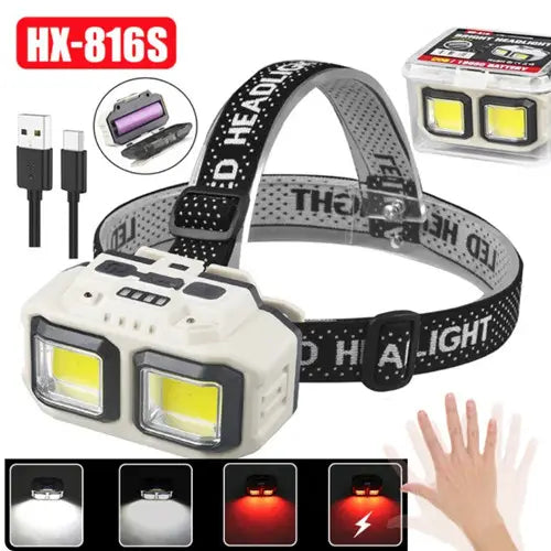 HX-816S Rechargeable LED Headlamp with Motion Sensor | كشاف رأس ليد قابل للشحن بحساس حركة HX-816S