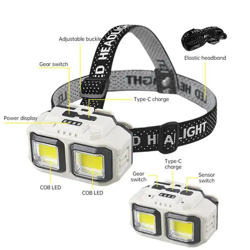 HX-816S Rechargeable LED Headlamp with Motion Sensor | كشاف رأس ليد قابل للشحن بحساس حركة HX-816S