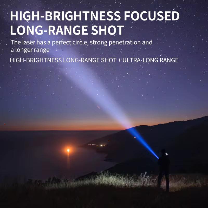 Long Range Rechargeable Laser Led - Multifunctional Flashlight