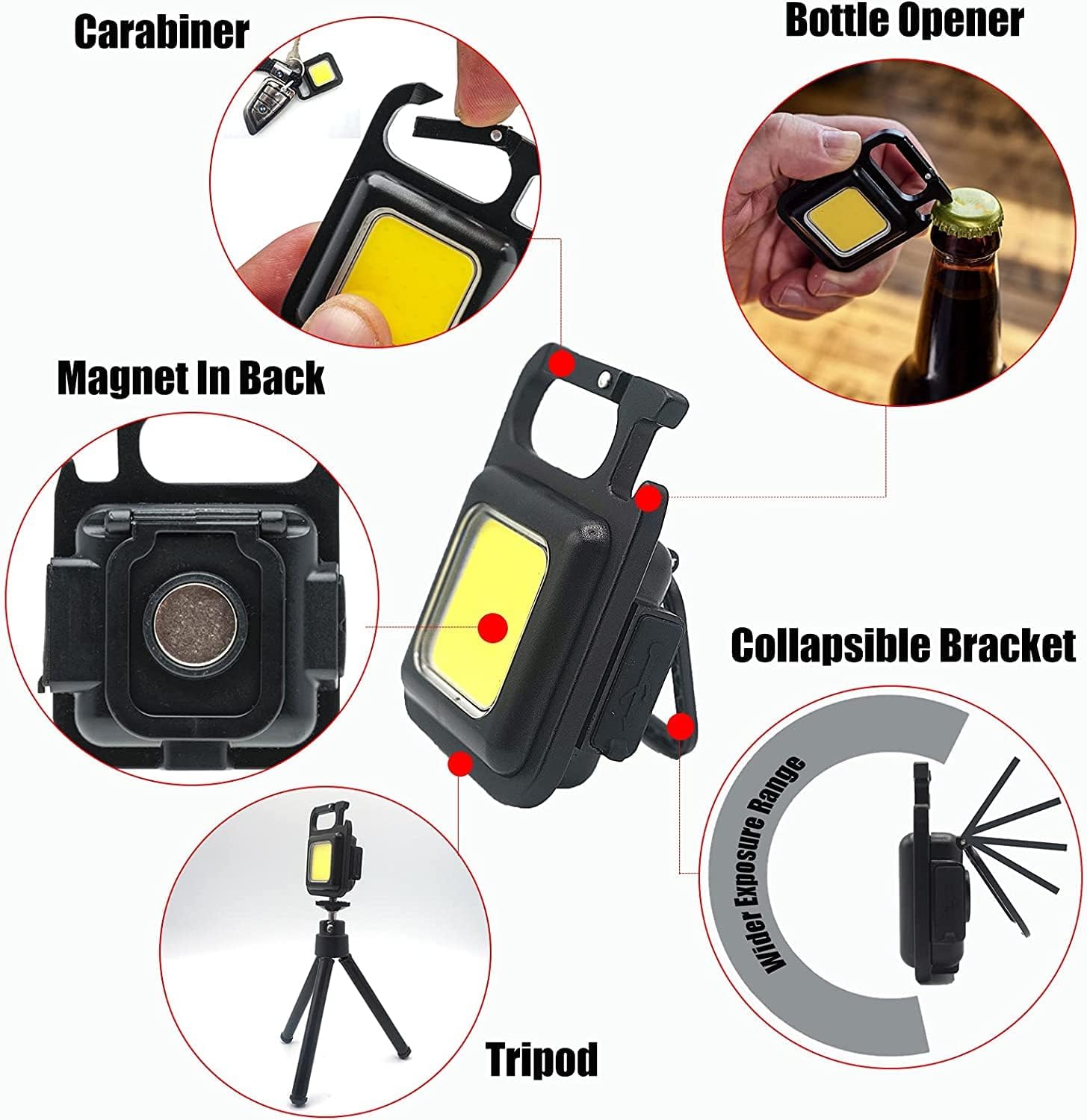Mini COB USB Rechargeable Keychain Light