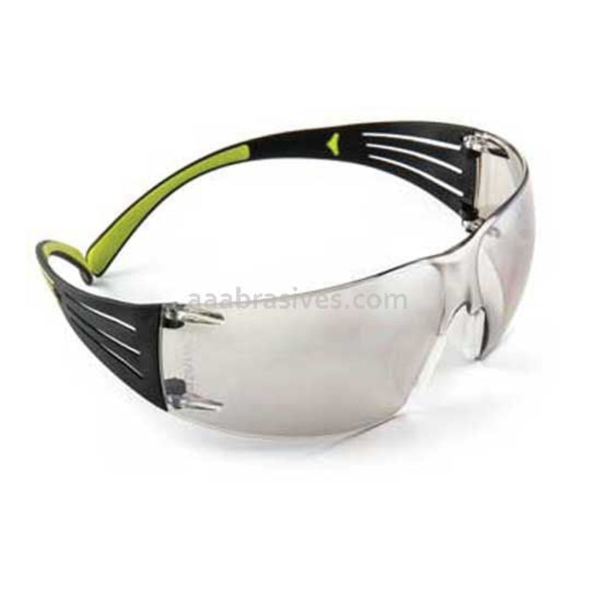 نظارة سيفتي ثري ام سيكيور فيت 400 عدسة مراية داخلي وخارجي دراع أخضر SF410AS | SafetyGlasses-3M-SecureFit-SF410AS-Mirror-Green