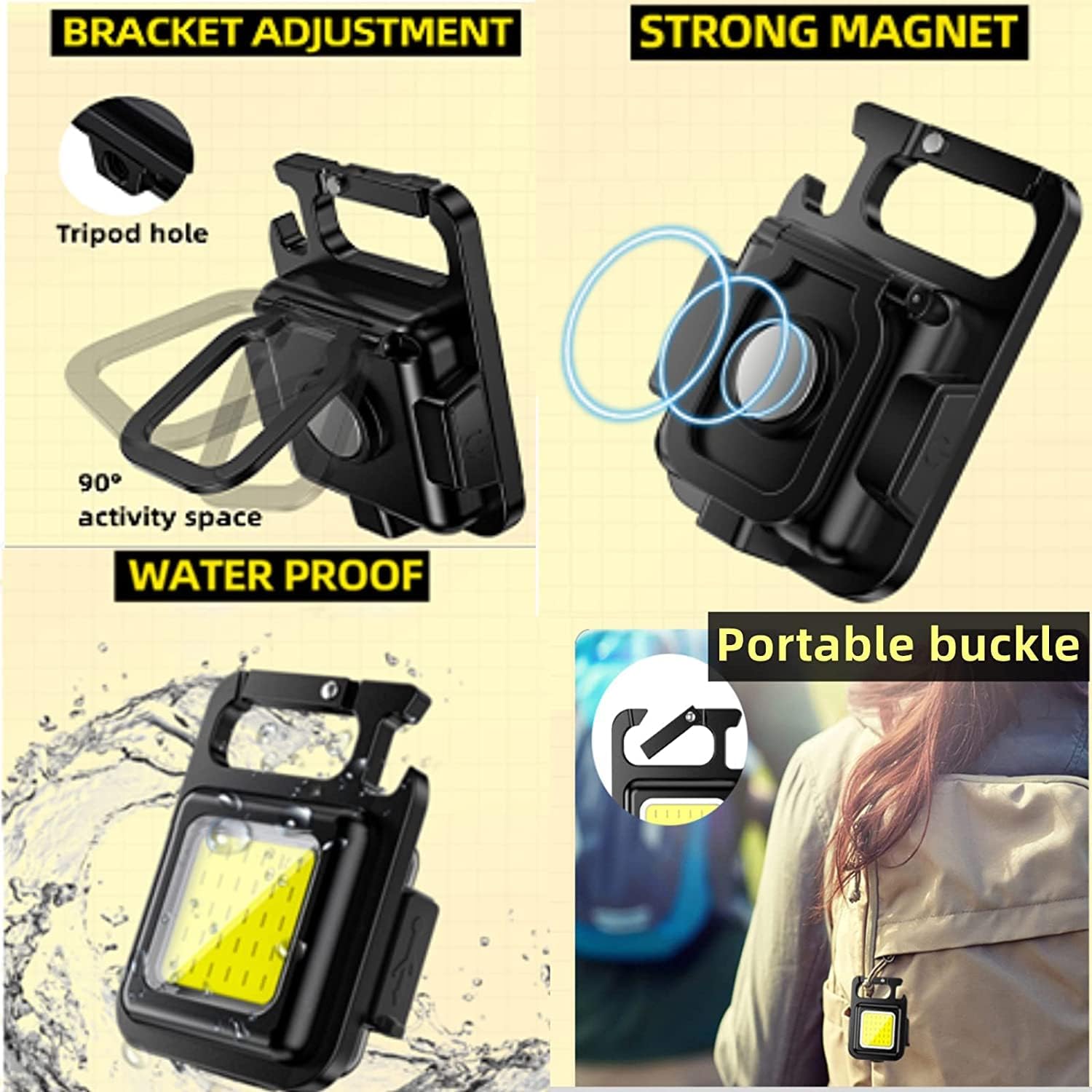 Mini COB USB Rechargeable Keychain Light