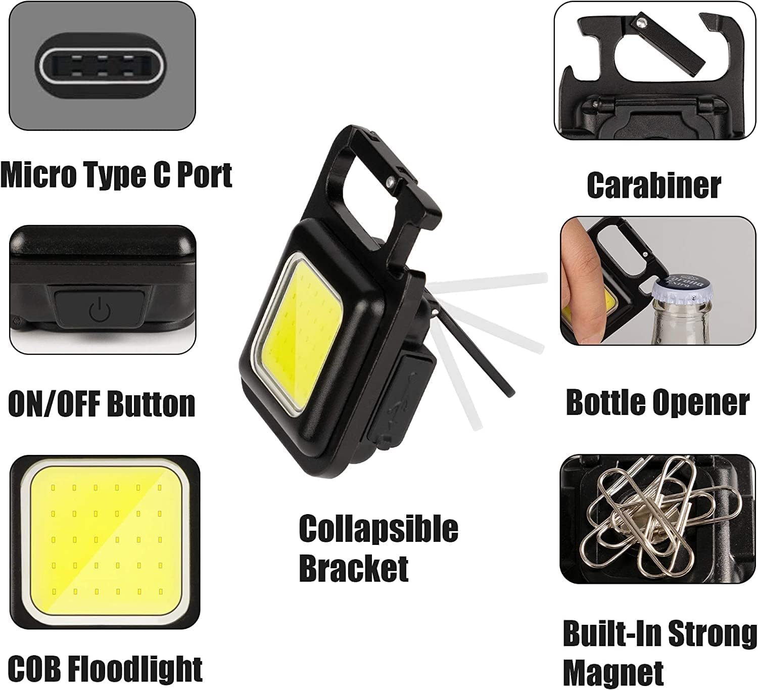 Mini COB USB Rechargeable Keychain Light