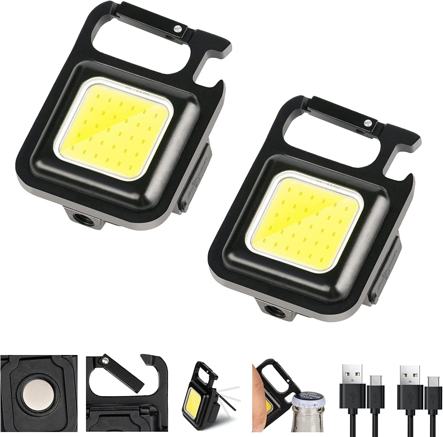 Mini COB USB Rechargeable Keychain Light