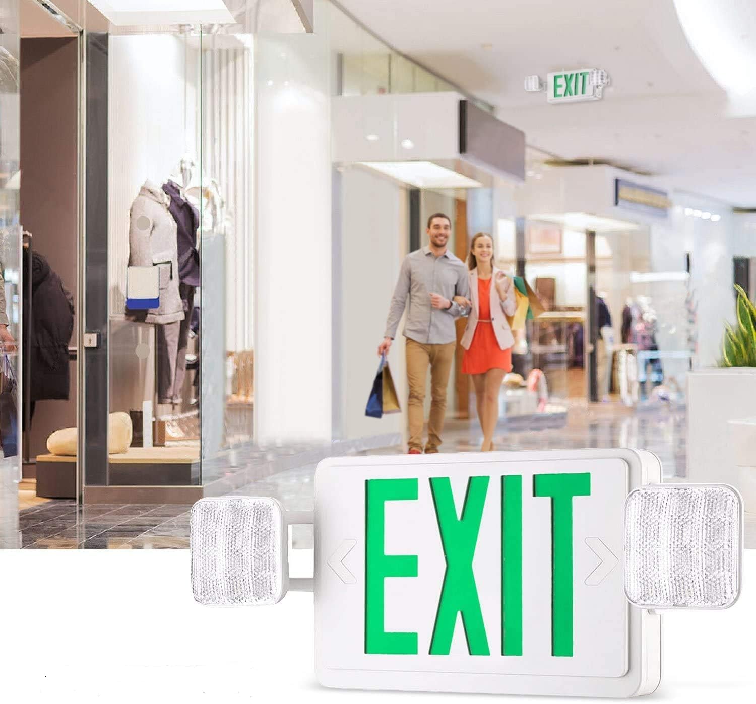 Emergency Exit LED Light | Rechargeable Battery Backup | Dual Head Safety Light