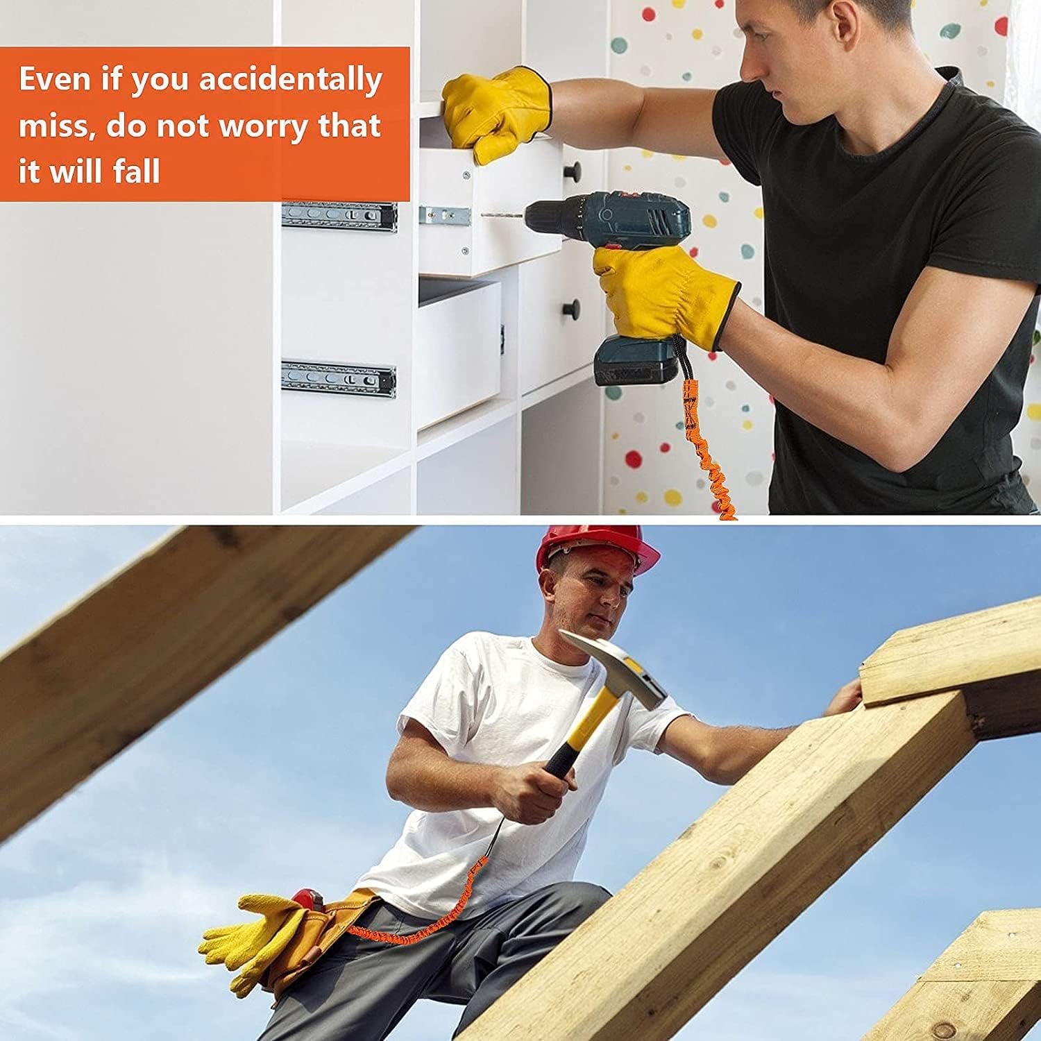 Tool Safety Lanyard with Double Hooks