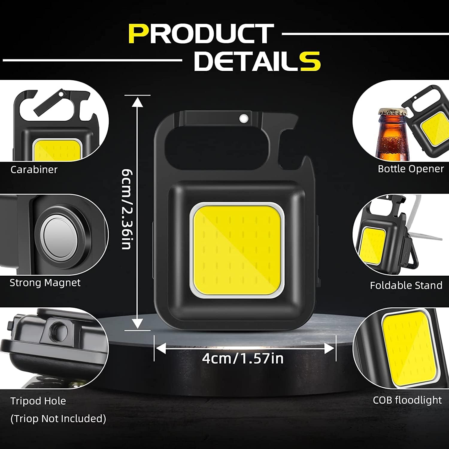 Mini COB USB Rechargeable Keychain Light