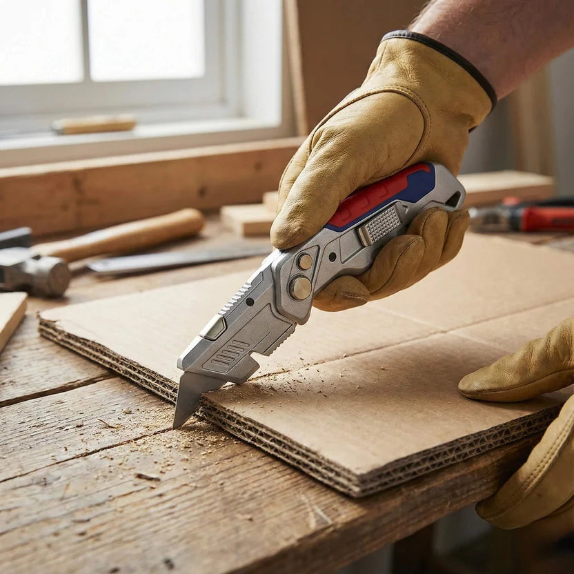Alaterrour Professional Full Metal Utility Knife - Heavy Duty Design with Safety Self-Lock.
