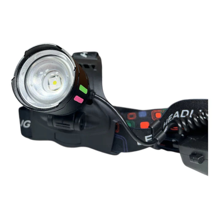 W668 Rechargeable Zoom Headlight with Type-C Charging and USB Output