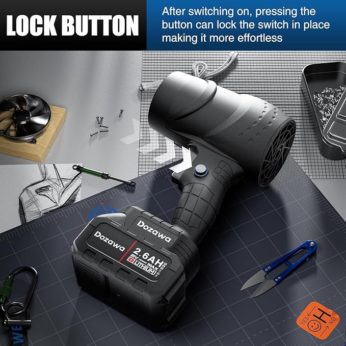 MAXTOP Cordless Air Blower – Removable Li-ion Battery & Charger