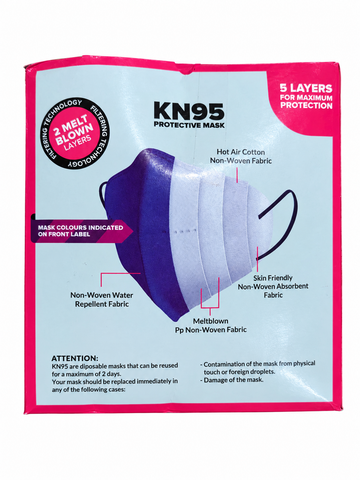 كمامة KN95 بدون فلتر 5 طبقات ألوان | 5-Layer Protective Mask without Valve - Colors