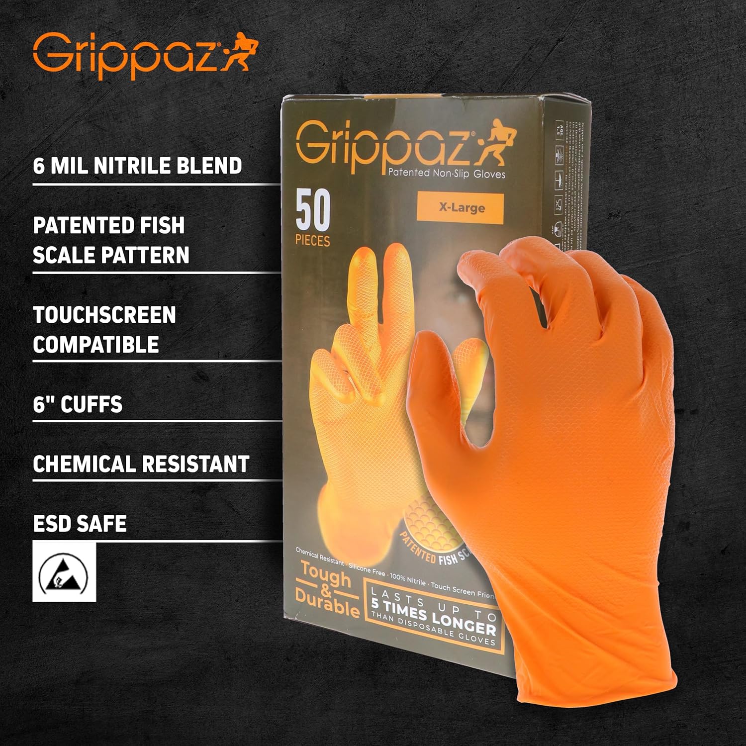 Grippaz 100% Nitrile Disposable Gloves