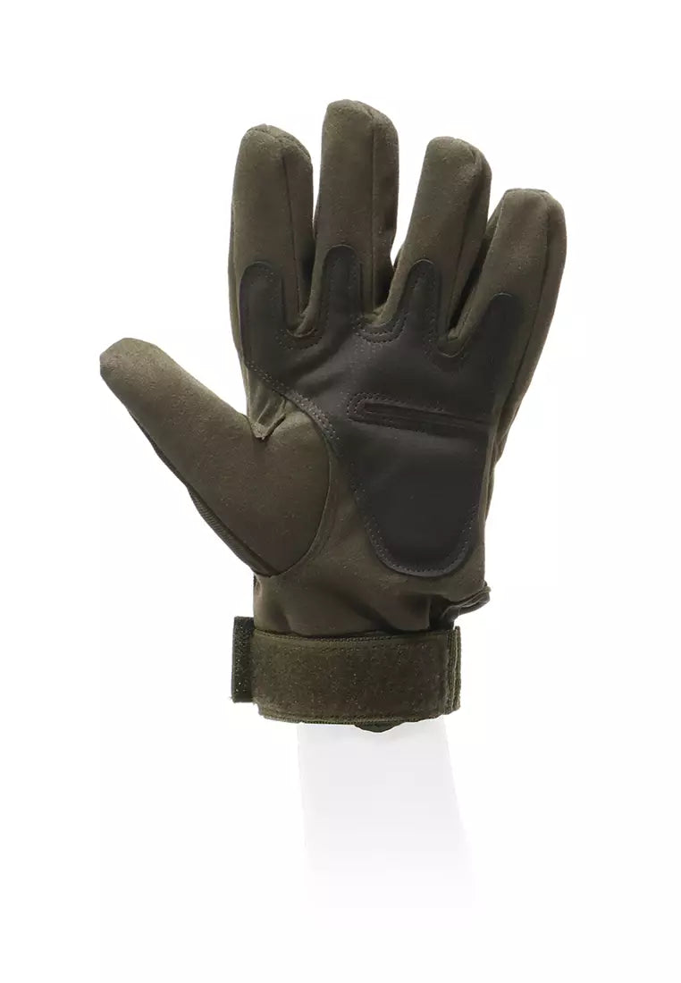 Olive Green Tactical Gloves - Full Finger with Knuckle Protection