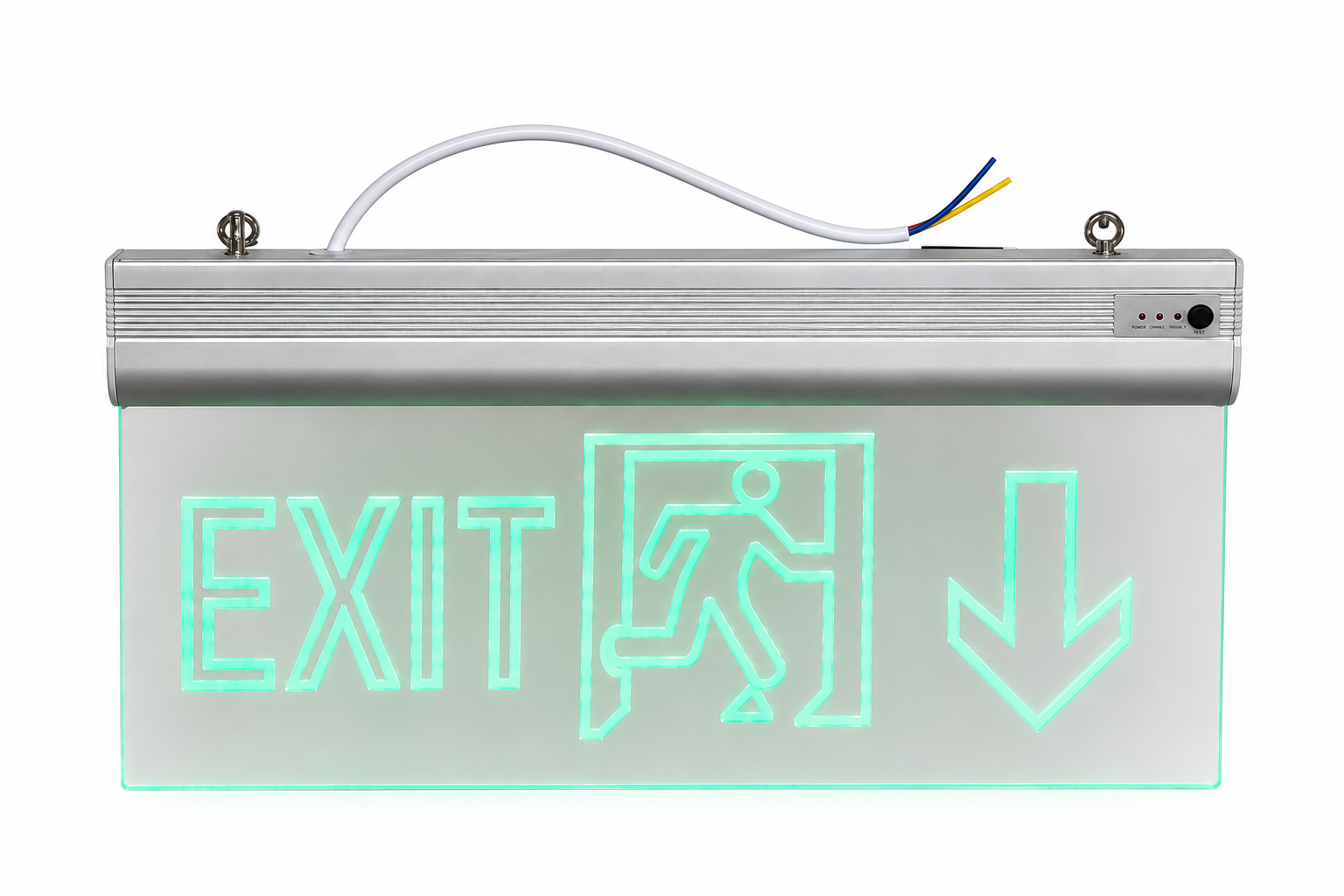 لافتة خروج طوارئ مضيئة أكريليك شفاف سهم لأسفل | Acrylic LED Emergency Exit Sign Down Arrow