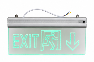 لافتة خروج طوارئ مضيئة أكريليك شفاف سهم لأسفل | Acrylic LED Emergency Exit Sign Down Arrow