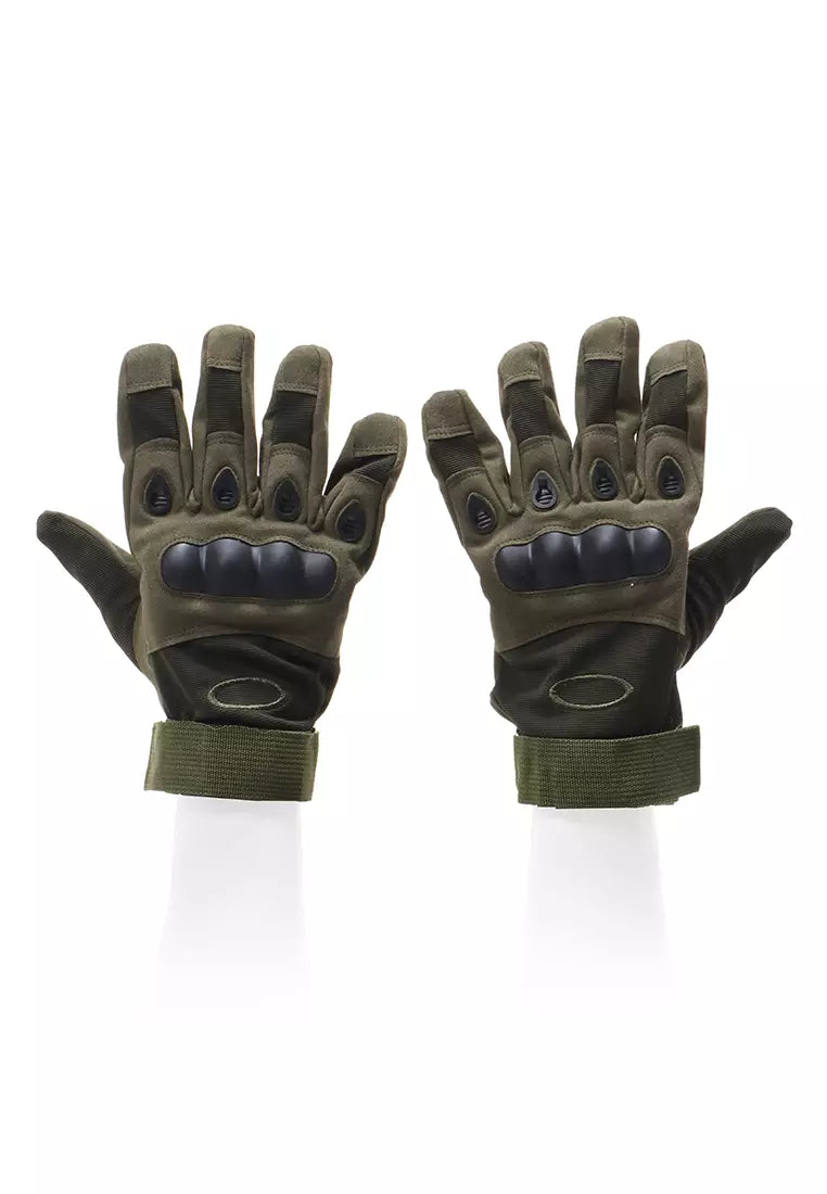 Olive Green Tactical Gloves - Full Finger with Knuckle Protection