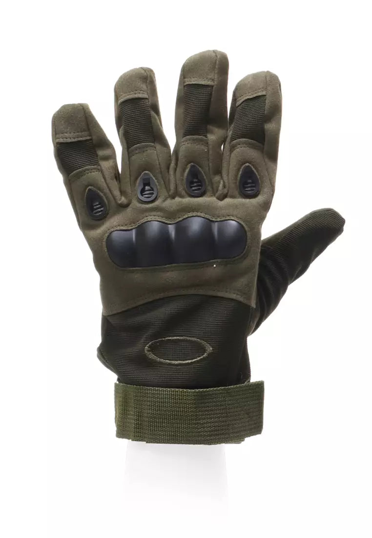 Olive Green Tactical Gloves - Full Finger with Knuckle Protection