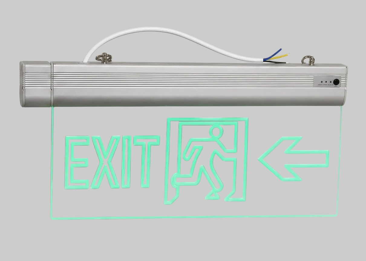 لافتة خروج طوارئ مضيئة أكريليك شفاف سهم لليسار | Acrylic LED Emergency Exit Sign Left Arrow
