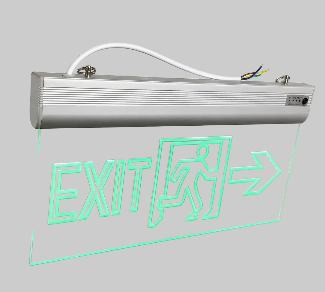 لافتة خروج طوارئ مضيئة أكريليك شفاف سهم لليمين | Acrylic LED Emergency Exit Sign Right Arrow