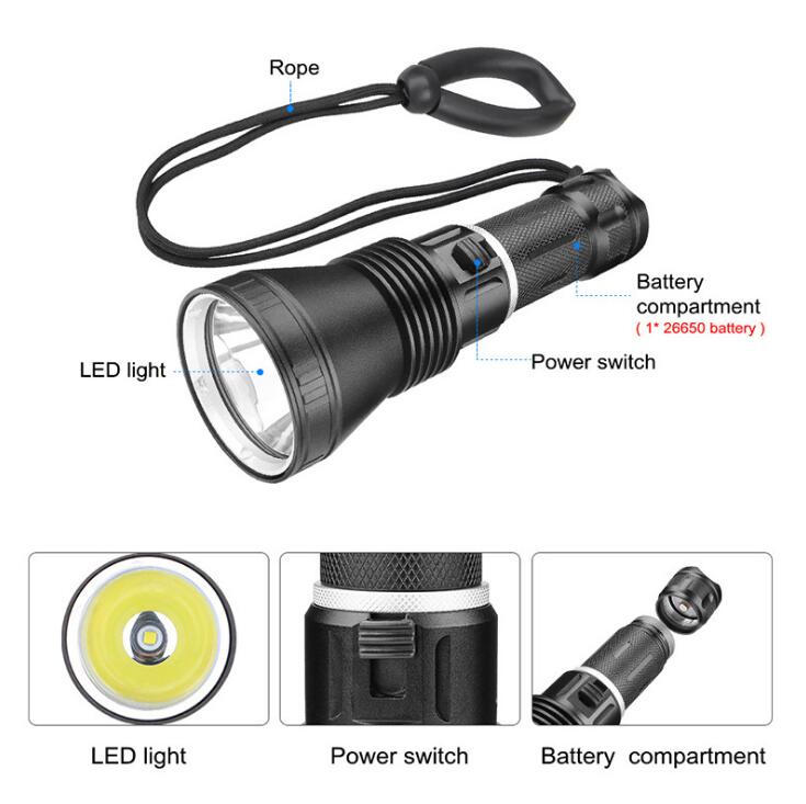 185-58 Professional Rechargeable Diving Flashlight 2000 Lumens