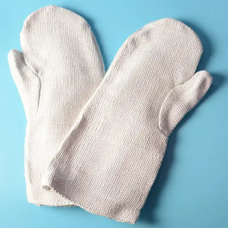 جوانتي حرارة ميتن مقاوم لحد 1000 درجة بدون أسبستوس أبيض | Gloves-Heat-Generic-Mitten1000C-White