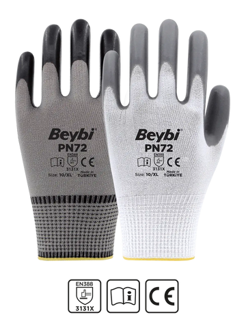 Beybi Nitrile Coated Polyester Gloves Model ( PN72 )