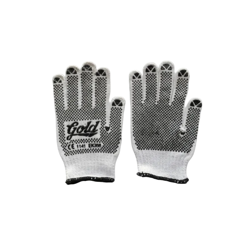 Gold - Tricot 2 Sides - Safety Gloves - Dotted