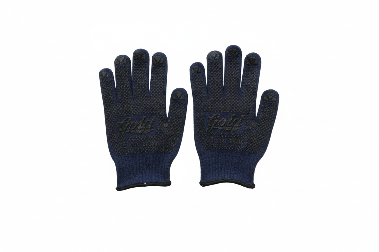 Gold - Tricot 2 Sides - Safety Gloves - Dotted