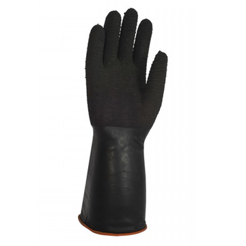 Ribbed black orange Rubber rough palm anti slip heavy duty 35 cm Gloves Model ( CHRG 35-001 )
