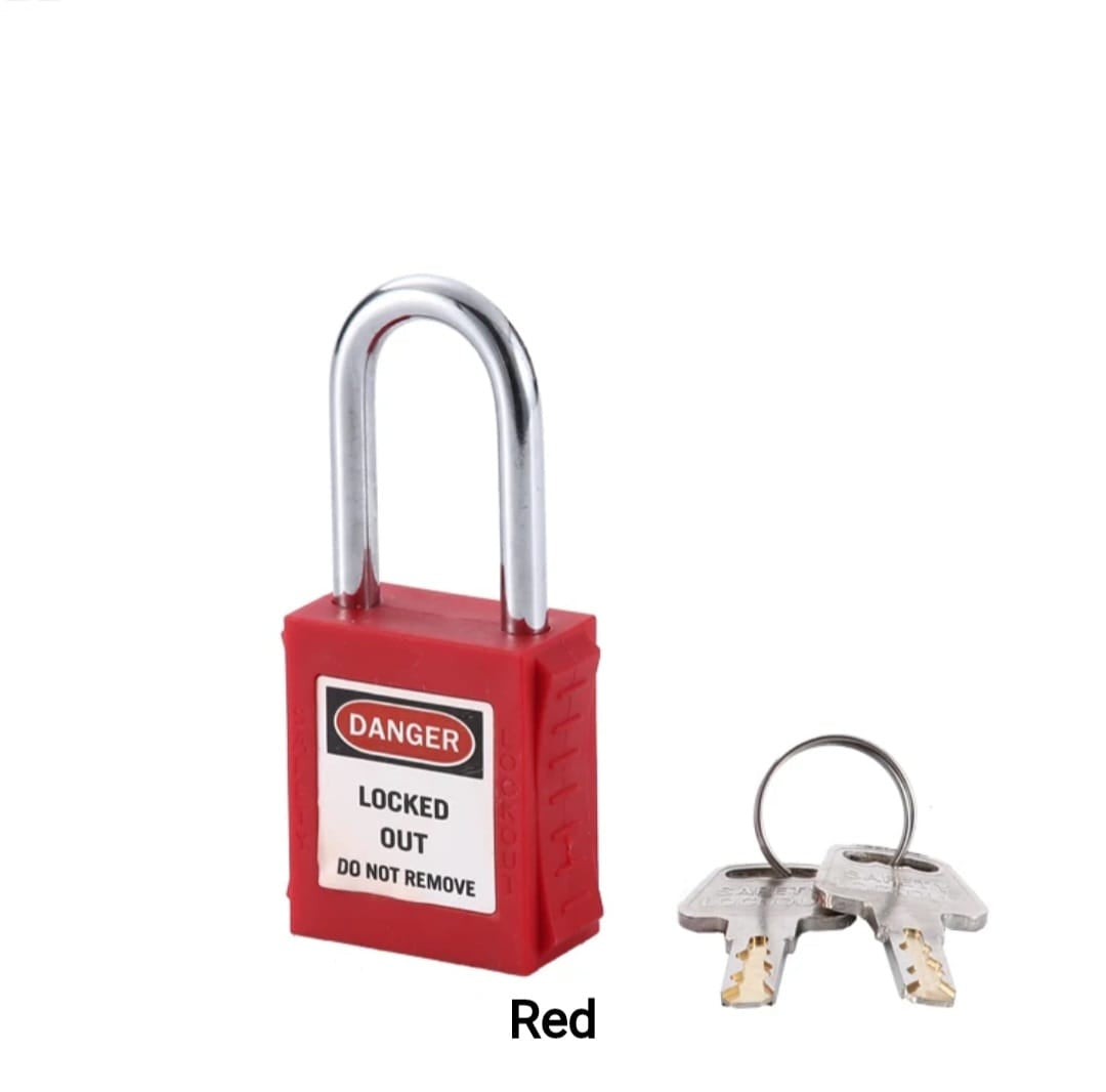 38MM STEEL SHACKLE PADLOCK  ( Red)